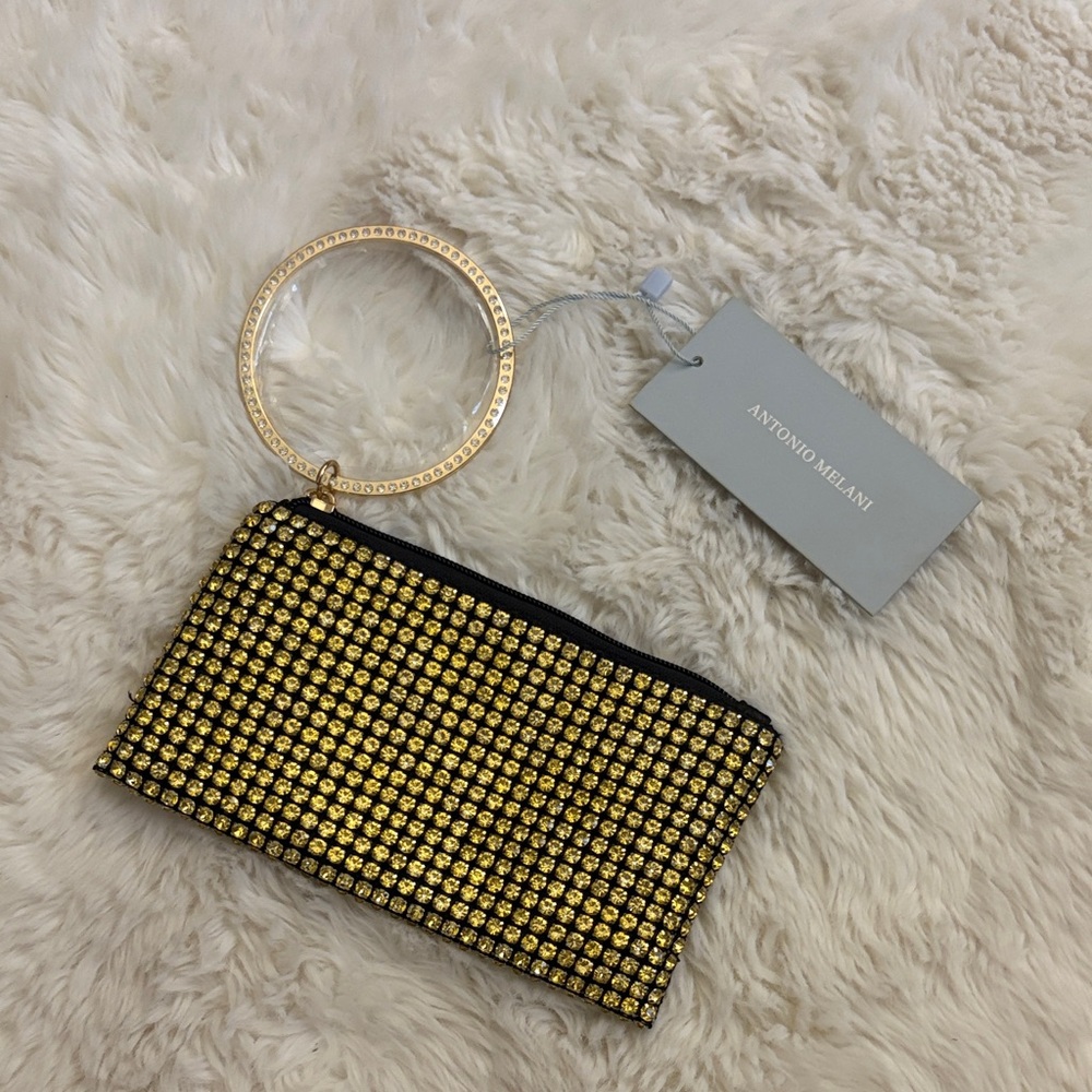 ANTONIO MELANI Gold and Black Wristlet
